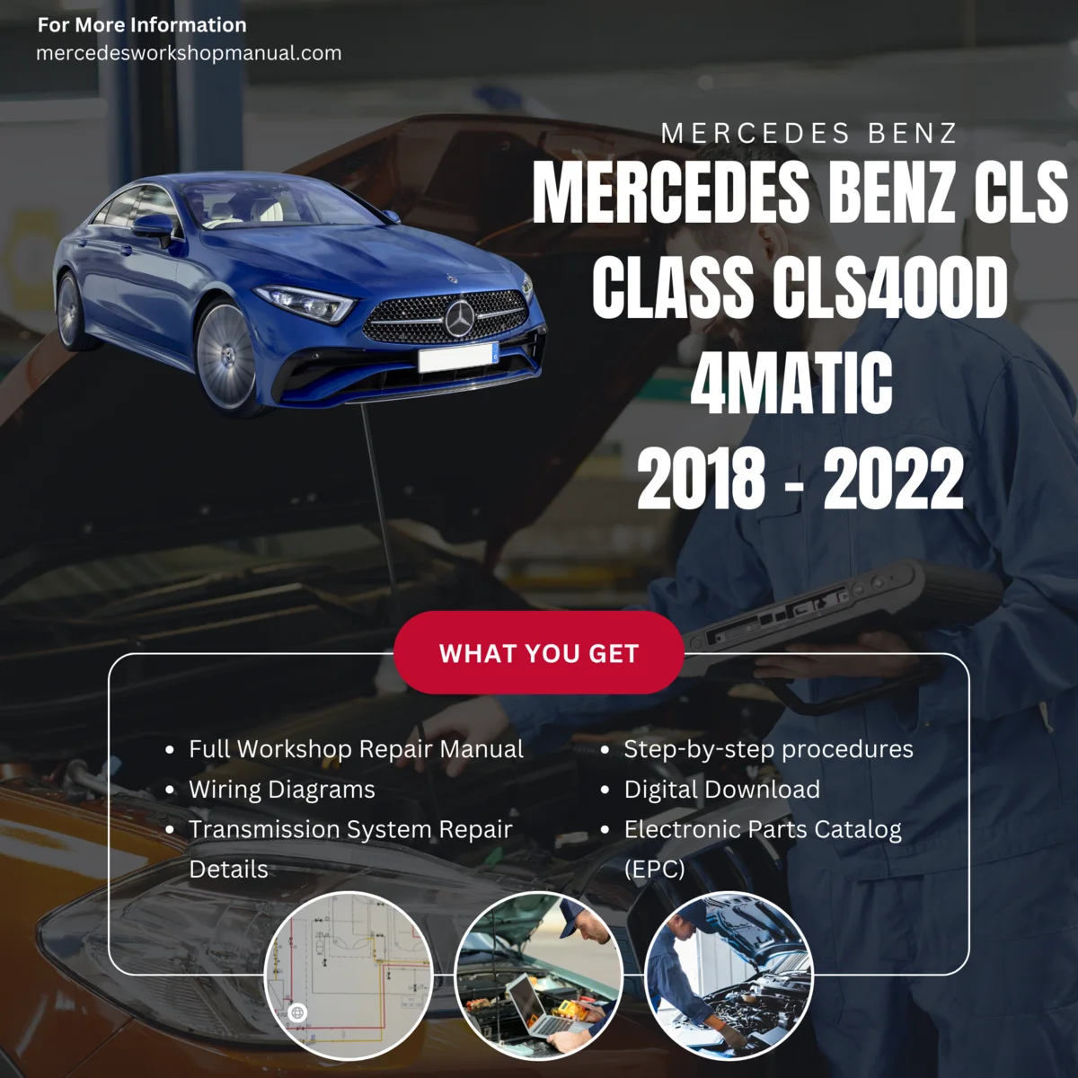 Mercedes-Benz CLS-Class CLS400d 4Matic Diesel 2018-2022 Workshop Manual Cover