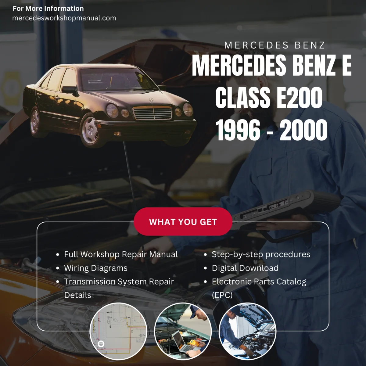 Mercedes-Benz E-Class E200 1996-2000 Workshop Manual Cover