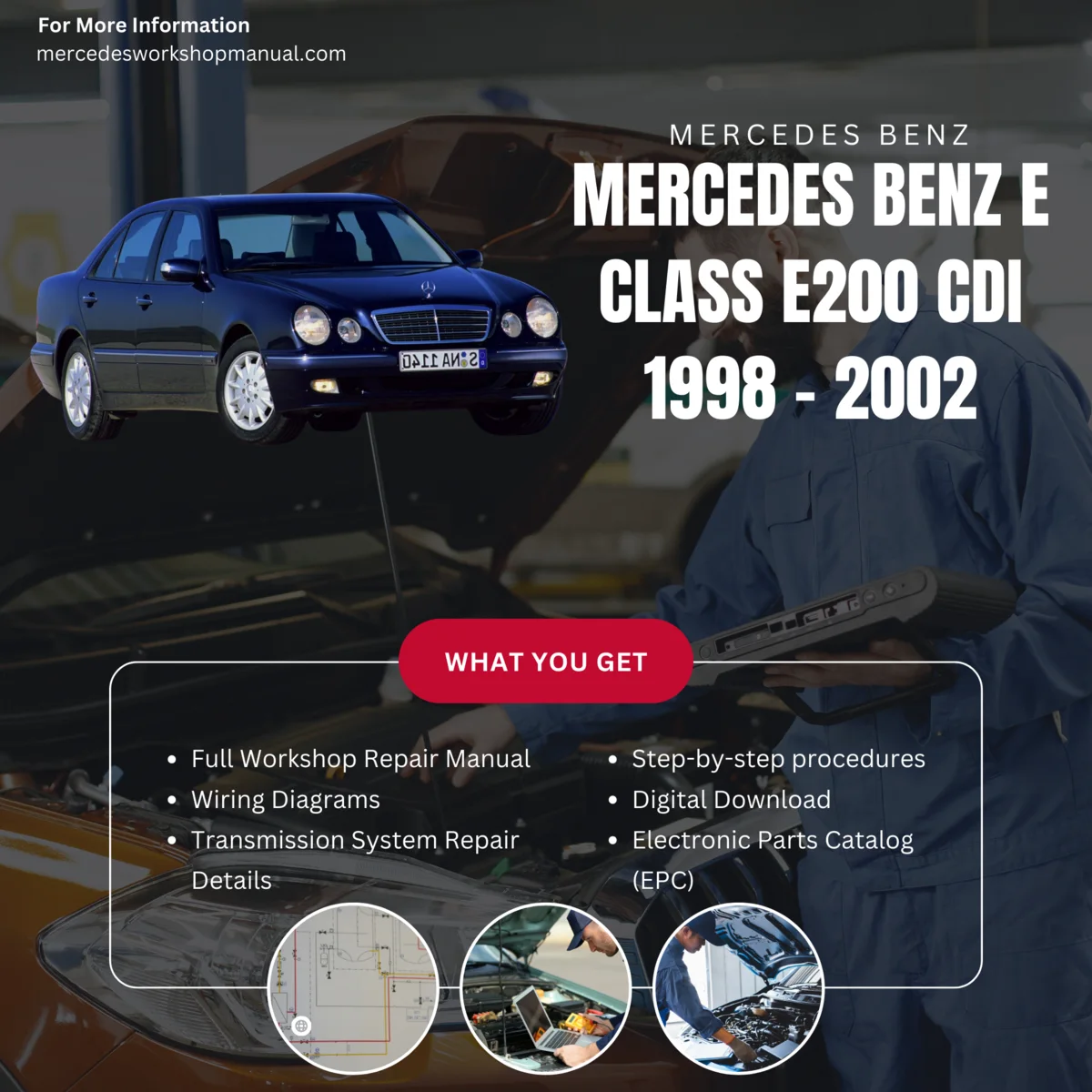 Mercedes-Benz E-Class E200 CDI 1998-2002 Workshop Manual Cover