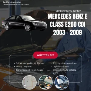 Mercedes-Benz E-Class E200 CDI 2003-2009 Workshop Manual Cover