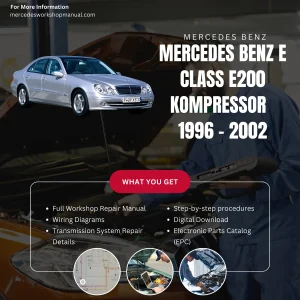 Mercedes-Benz E-Class E200 Kompressor 1996-2002 Workshop Manual Cover