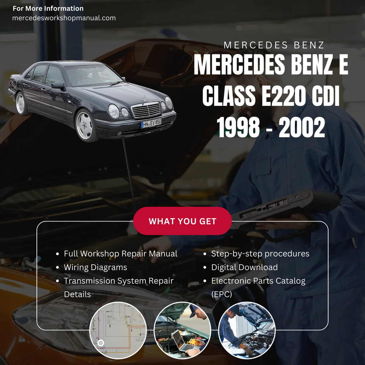 Mercedes-Benz E-Class E220 CDI 1998-2002 Workshop Manual Cover