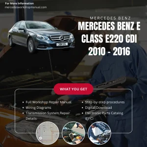 Mercedes-Benz E-Class E220 CDI 2010-2016 Workshop Manual Cover