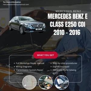 Mercedes-Benz E-Class E250 CDI Diesel 2010-2016 Workshop Manual Cover