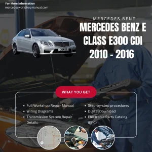Mercedes-Benz E-Class E300 CDI Diesel 2010-2016 Workshop Manual Cover