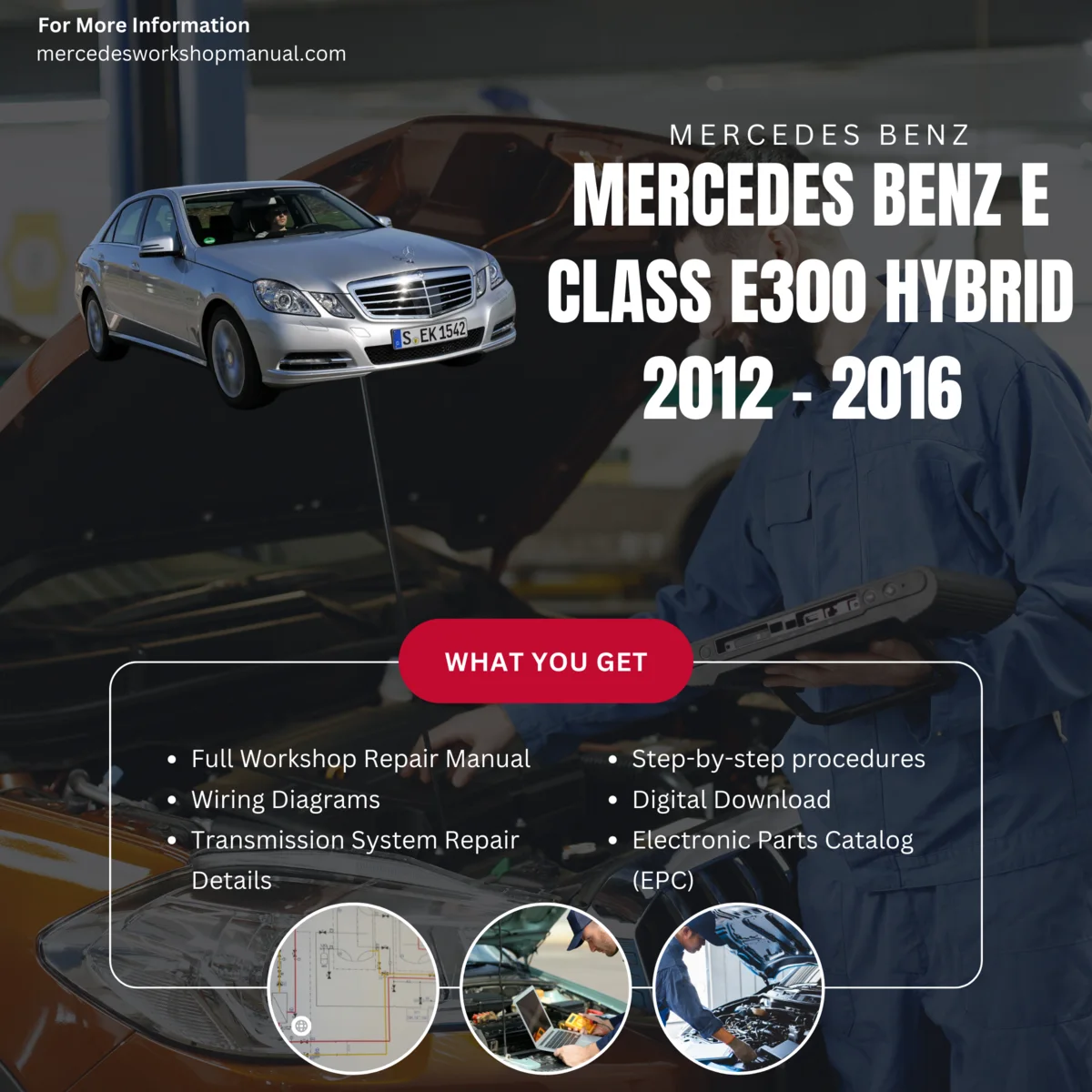 Mercedes-Benz E-Class E300 Hybrid 2012-2016 Workshop Manual Cover