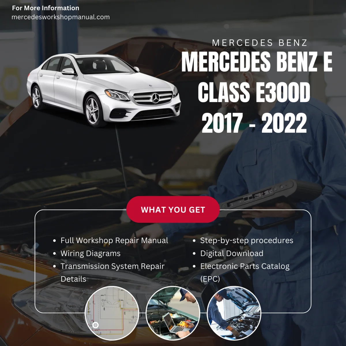 Mercedes-Benz E-Class E300d 2017-2022 Workshop Manual Cover