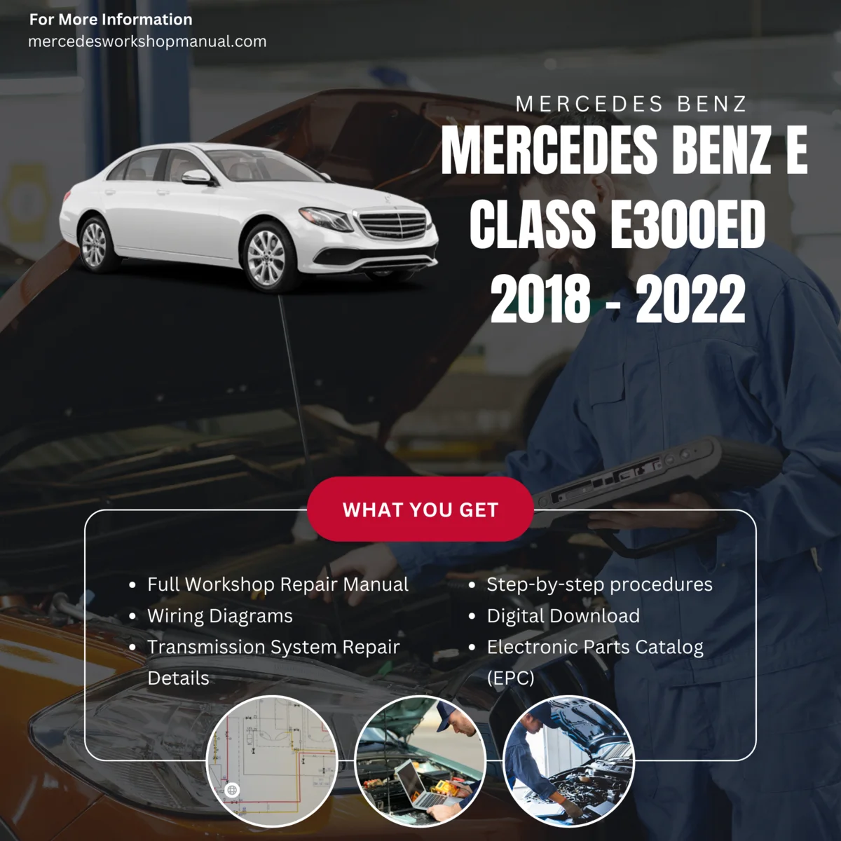 Mercedes-Benz E-Class E300ed Plug-in Hybrid 2018-2022 Workshop Manual Cover