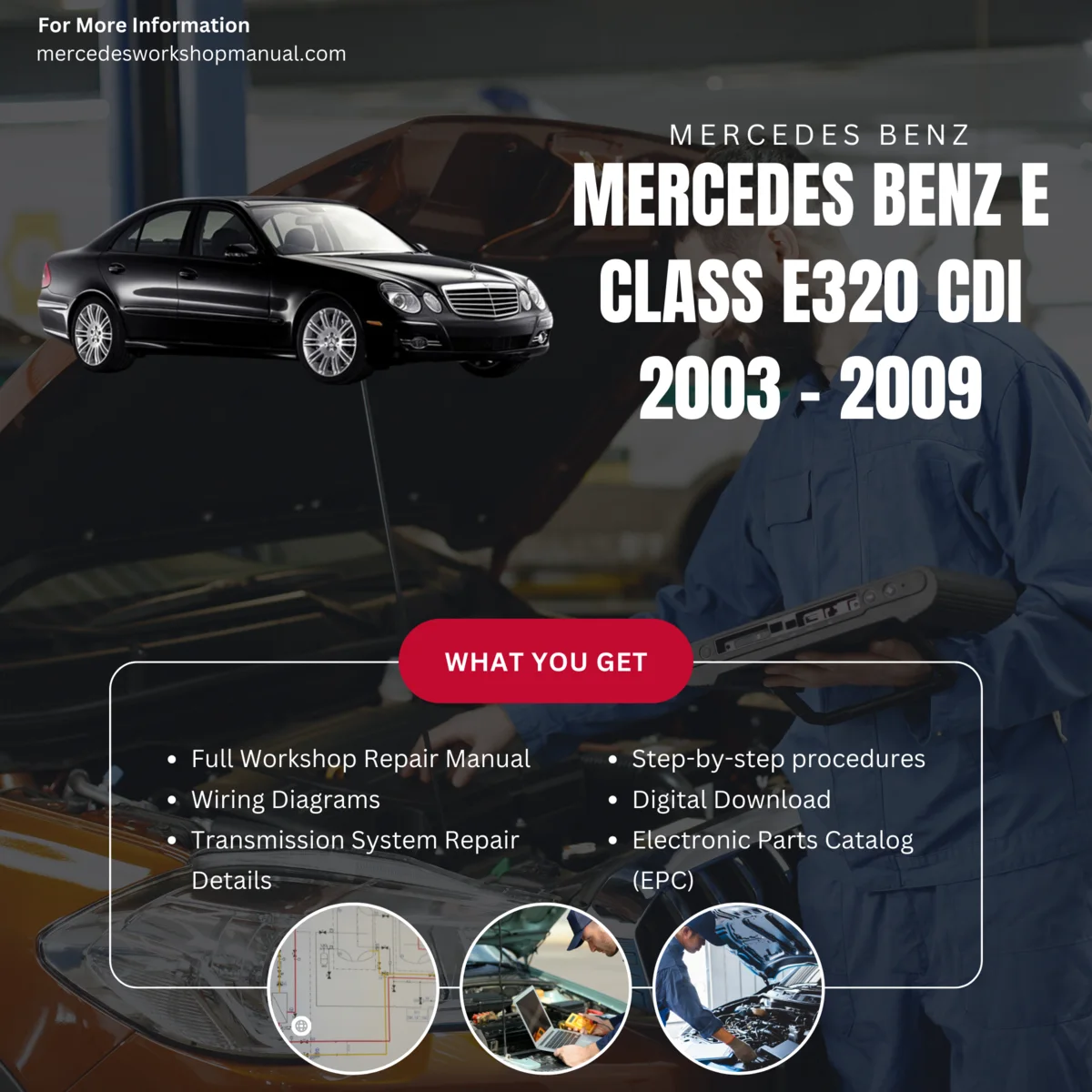 Mercedes-Benz E-Class E320 CDI 2003-2009 Workshop Manual Cover