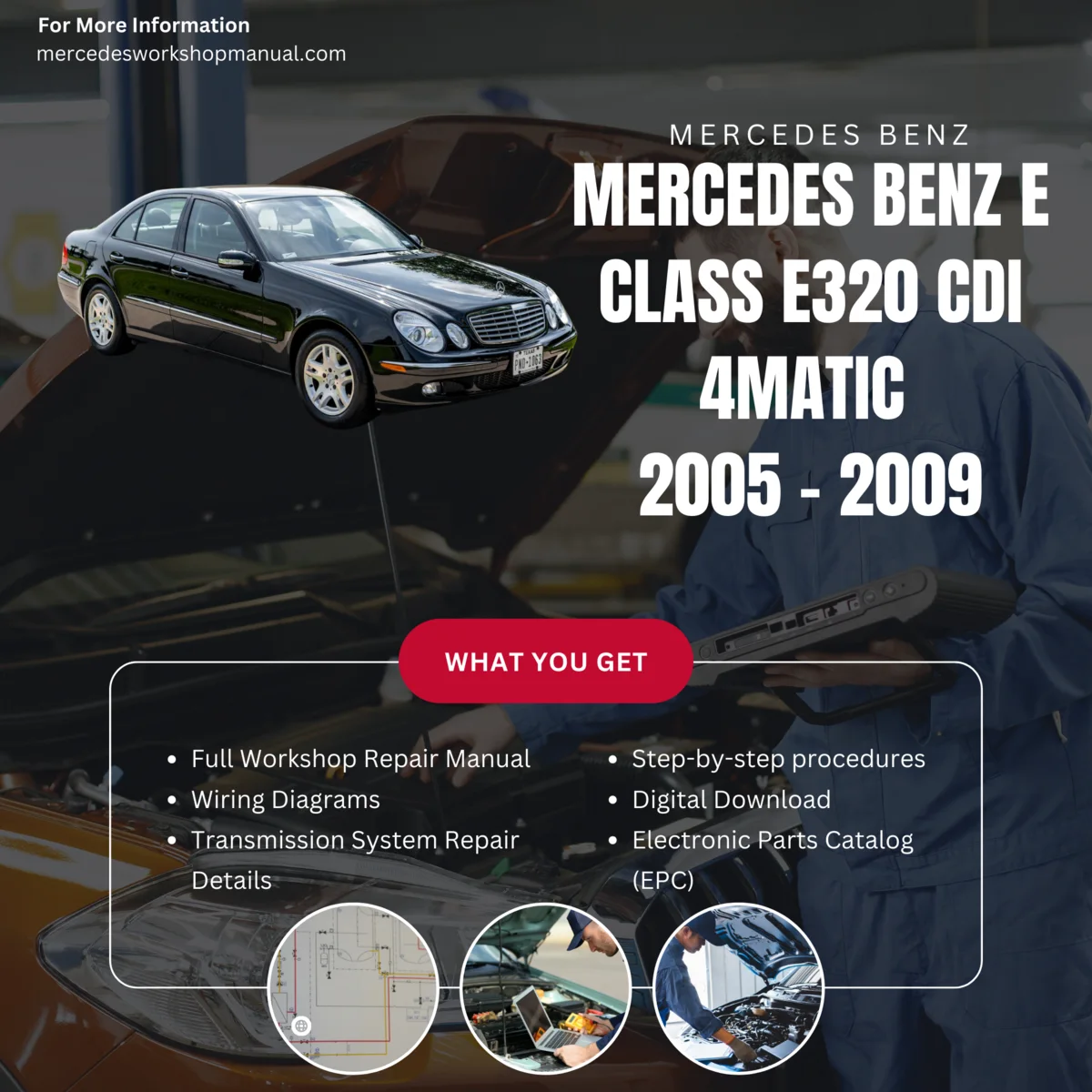 Mercedes-Benz E-Class E320 CDI 4Matic 2005-2009 Workshop Manual Cover