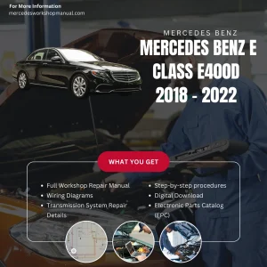 Mercedes-Benz E-Class E400d 2018-2022 Workshop Manual Cover