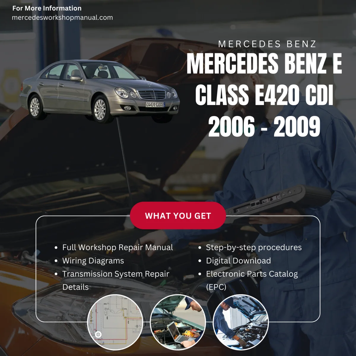 Mercedes-Benz E-Class E420 CDI 2006-2009 Workshop Manual Cover