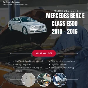 Mercedes-Benz E-Class E500 2010-2016 Workshop Manual Cover