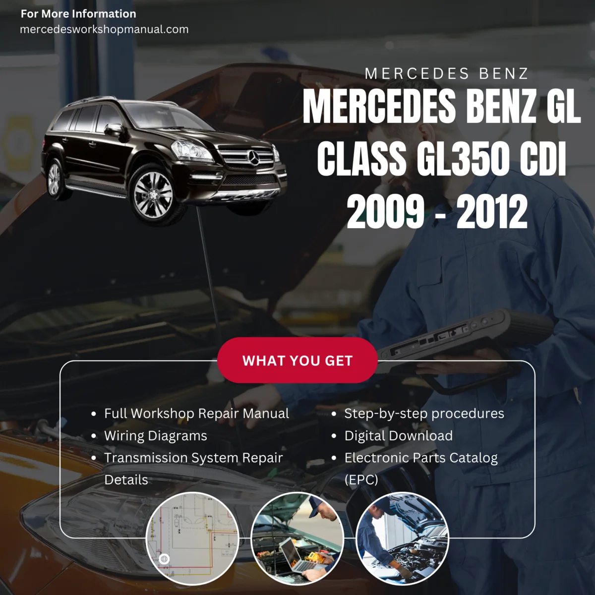 Mercedes-Benz GL-Class GL350 CDI Diesel 2009-2012 Workshop Manual Cover