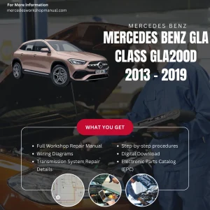 Mercedes-Benz GLA-Class GLA200d Diesel 2013-2019 Workshop Manual Cover