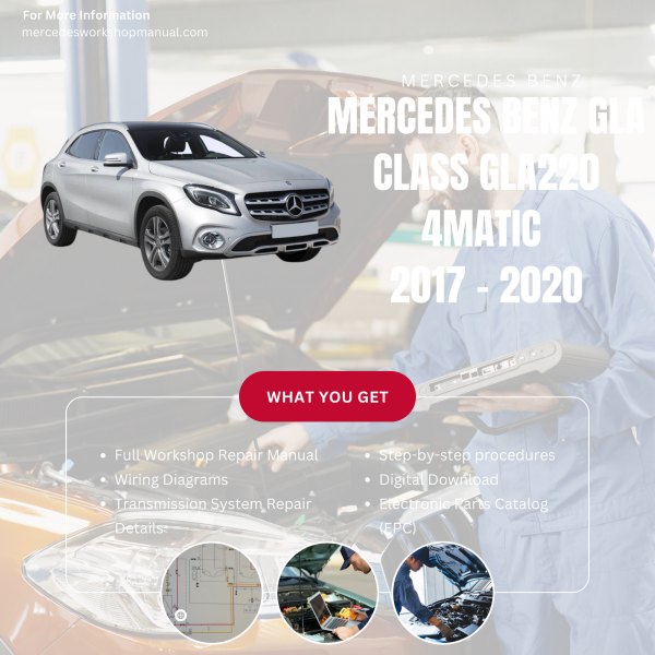 Mercedes Benz GLA Class GLA220 4Matic  Workshop, Service & Repair Manual 2017 - 2020 | Engine, Wiring, Transmission, Maintenance Guide