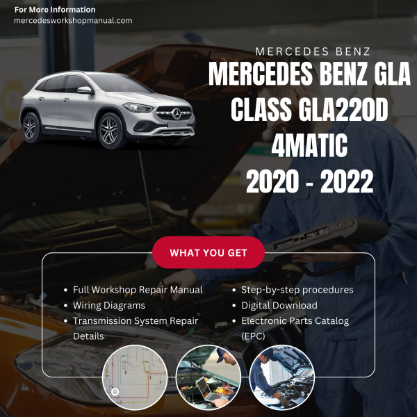 Mercedes Benz GLA Class GLA220d 4Matic GLA220d 4Matic  Workshop, Service & Repair Manual 2020 - 2022 | Engine, Wiring, Transmission, Maintenance Guide