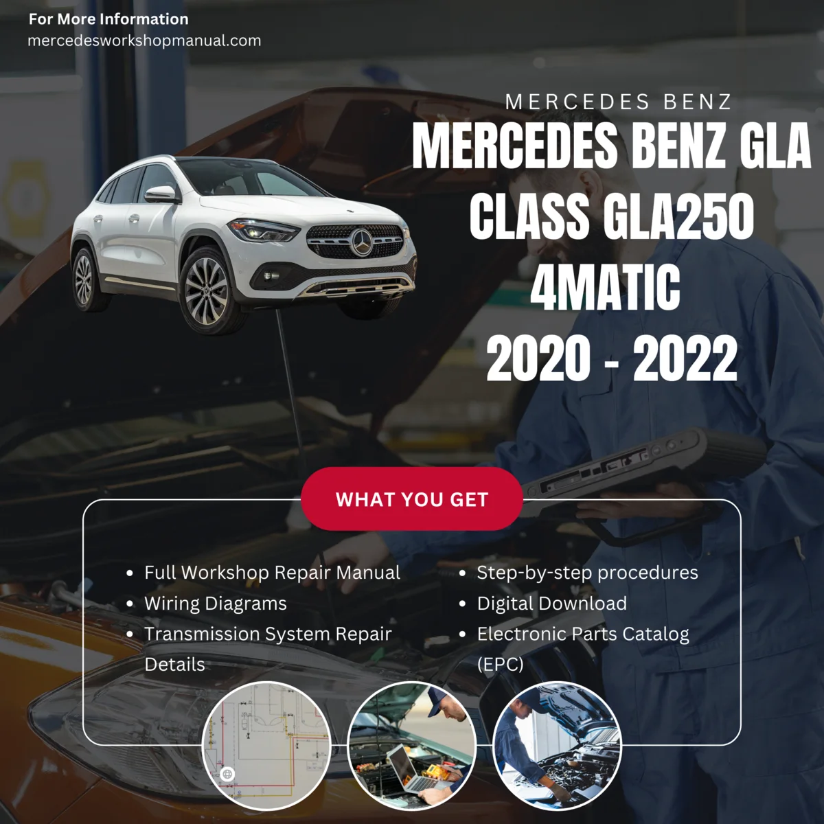 Mercedes-Benz GLA-Class GLA250 4Matic 2020-2022 Workshop Manual Cover