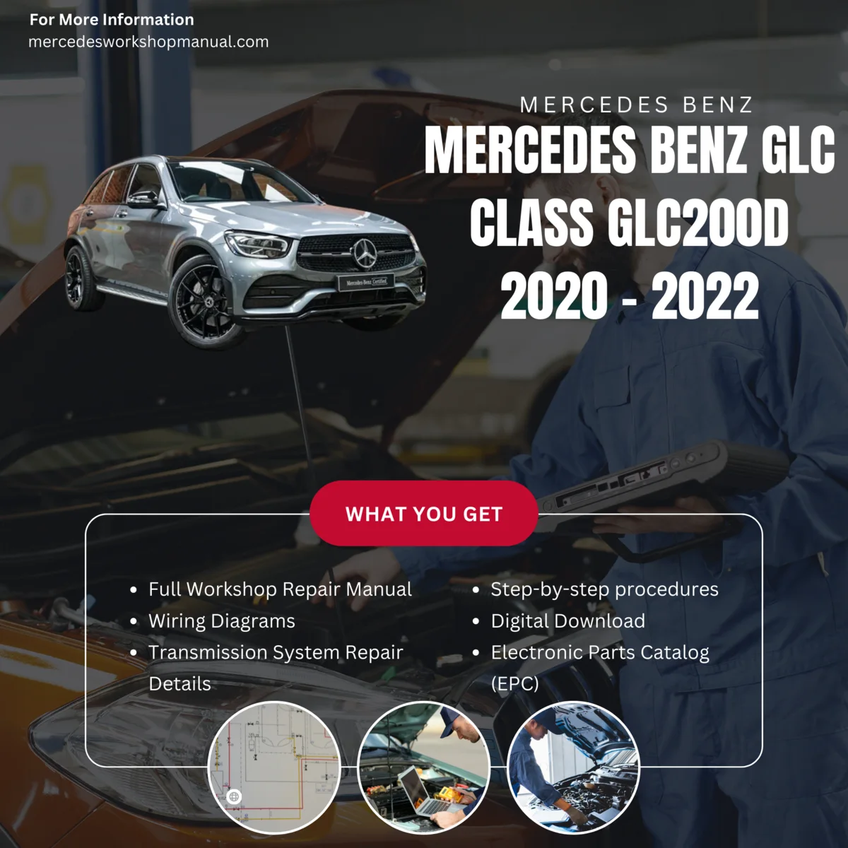 Mercedes-Benz GLC-Class GLC200d Diesel 2020-2022 Workshop Manual Cover
