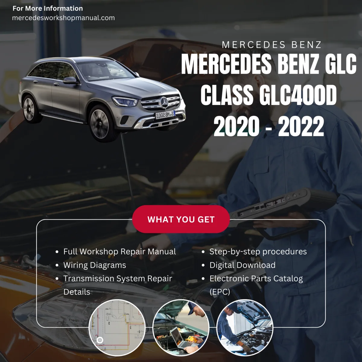 Mercedes-Benz GLC-Class GLC400d Diesel 2020-2022 Workshop Manual Cover