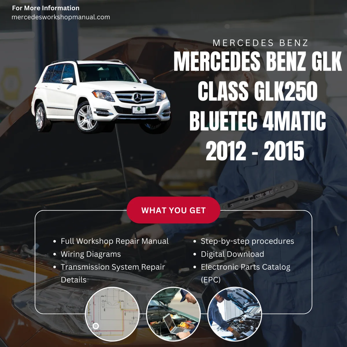 Mercedes-Benz GLK-Class GLK250 BlueTec 4Matic 2012-2015 Workshop Manual Cover