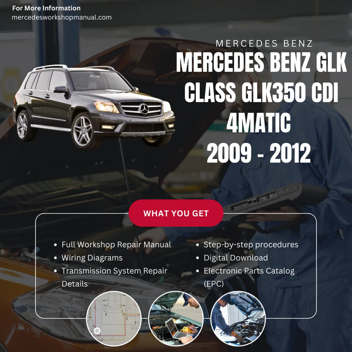 Mercedes-Benz GLK-Class GLK350 CDI 4Matic Diesel 2009-2012 Workshop Manual Cover