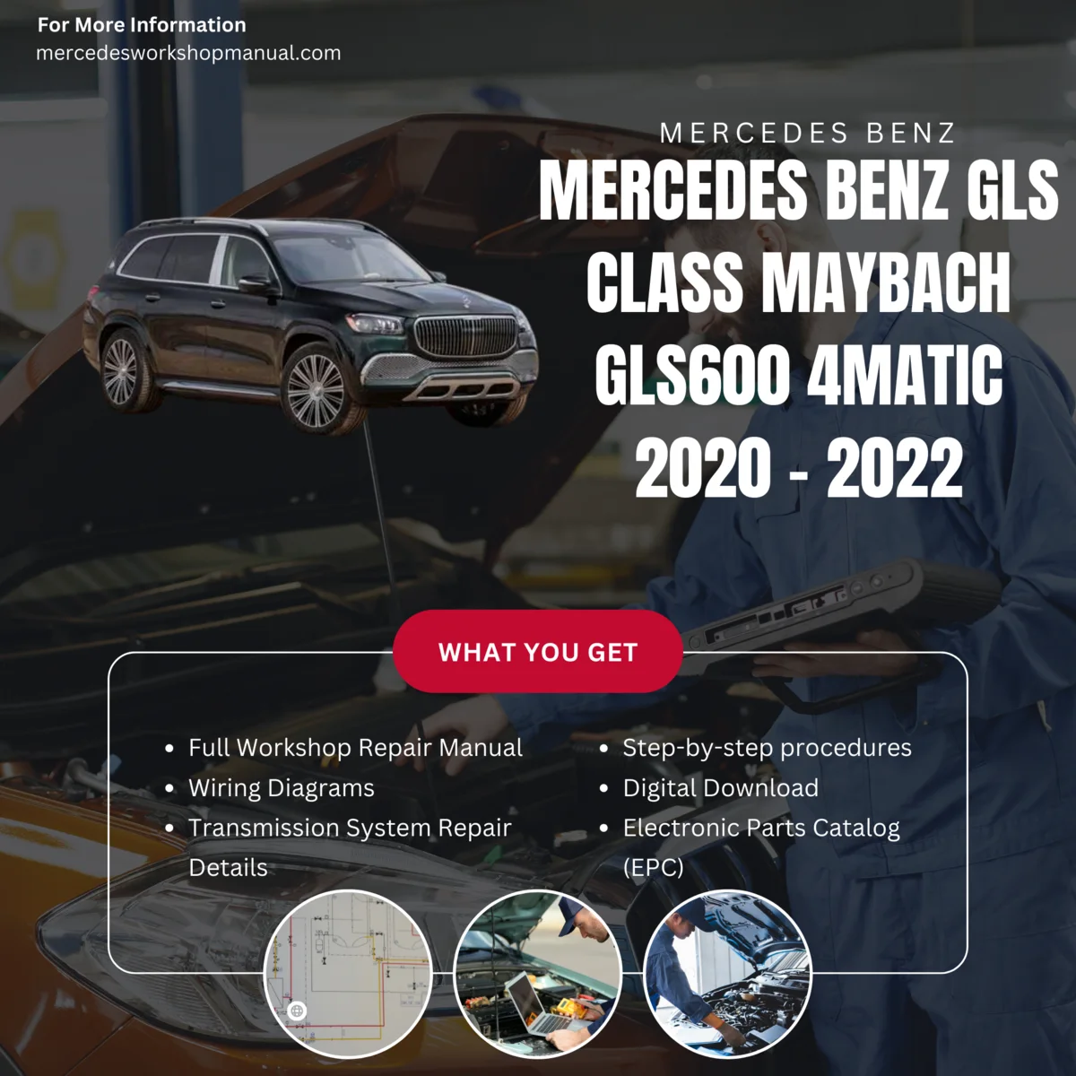 Mercedes-Maybach GLS-Class GLS600 4Matic Luxury 2020-2022 Workshop Manual Cover