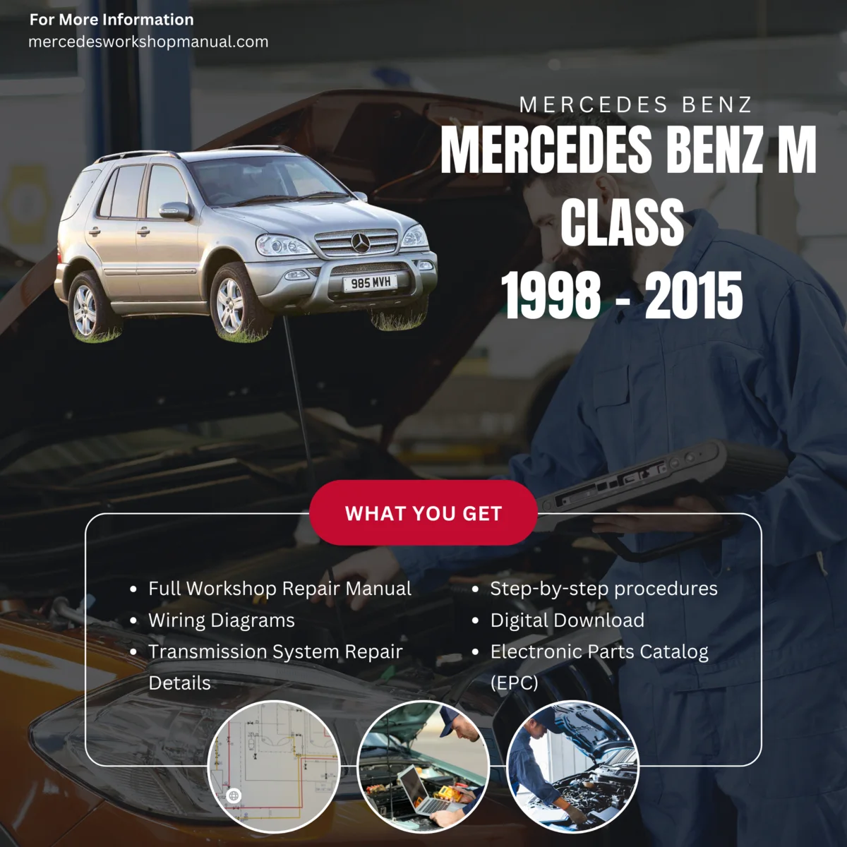 Mercedes-Benz M-Class SUV 1998-2015 Workshop Manual Cover