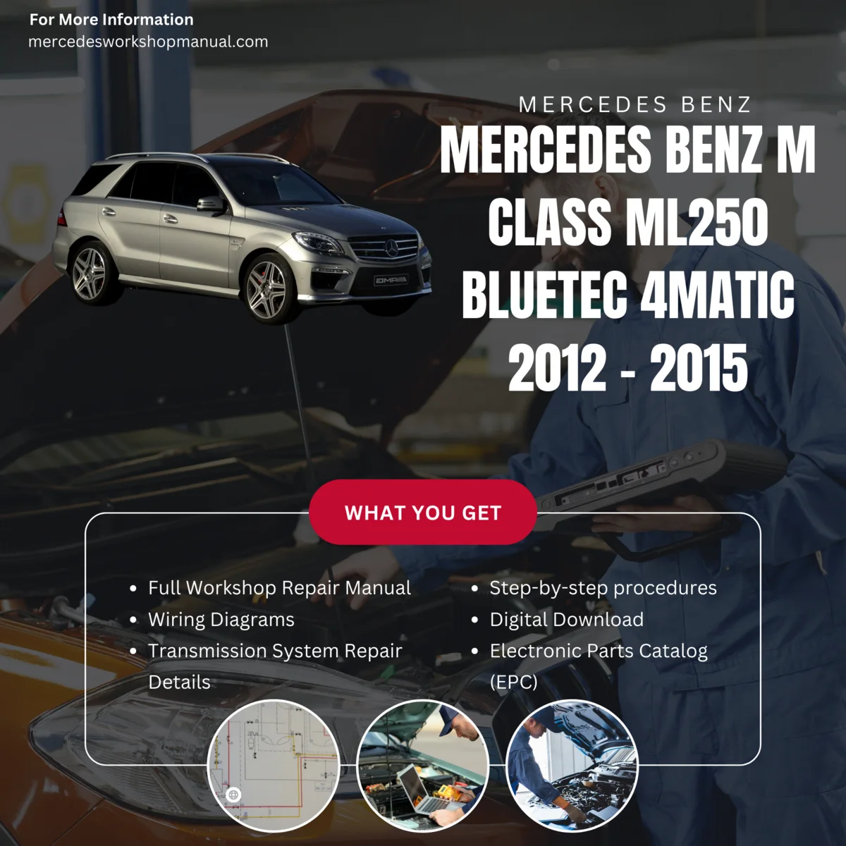 Mercedes-Benz M-Class ML250 BlueTec 4Matic 2012-2015 Workshop Manual Cover