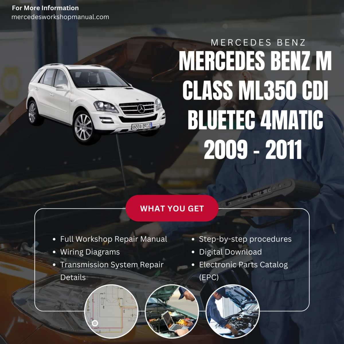 Mercedes-Benz M-Class ML350 CDI BlueTec 4Matic 2009-2011 Workshop Manual Cover