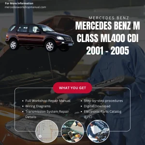 Mercedes-Benz M-Class ML400 CDI Diesel 2001-2005 Workshop Manual Cover