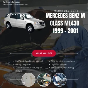 Mercedes-Benz M-Class ML430 V8 1999-2001 Workshop Manual Cover