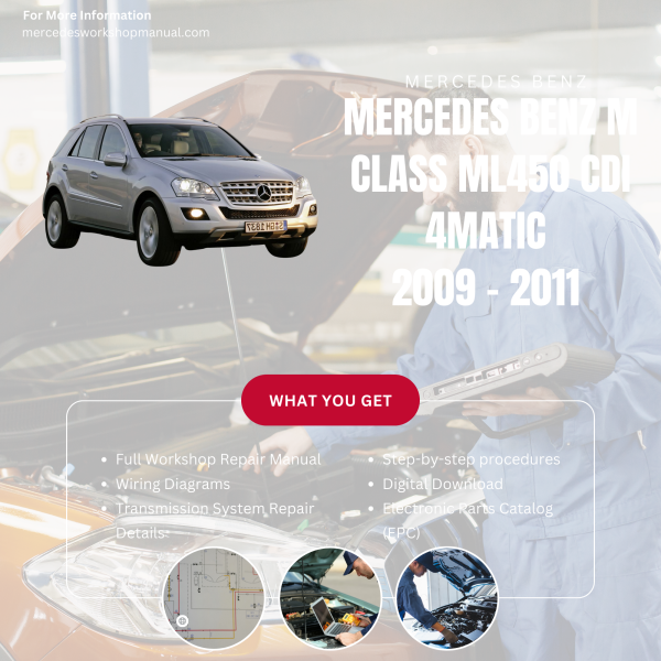 Mercedes Benz M Class ML450 CDI 4Matic  Workshop, Service & Repair Manual 2009 - 2011 | Engine, Wiring, Transmission, Maintenance Guide