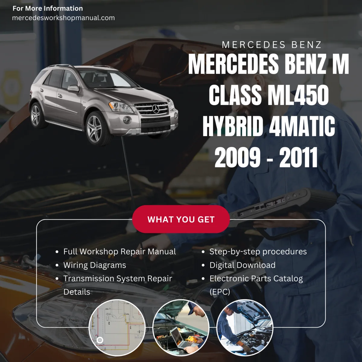 Mercedes-Benz M-Class ML450 Hybrid 4Matic 2009-2011 Workshop Manual Cover