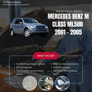Mercedes-Benz M-Class ML500 V8 2001-2005 Workshop Manual Cover