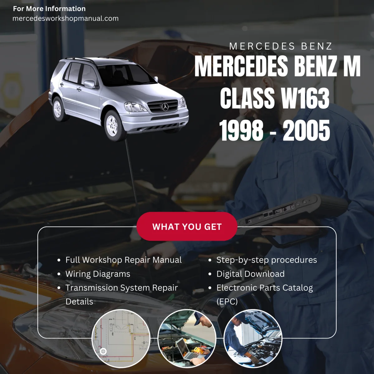 Mercedes-Benz M-Class W163 SUV 1998-2005 Workshop Manual Cover