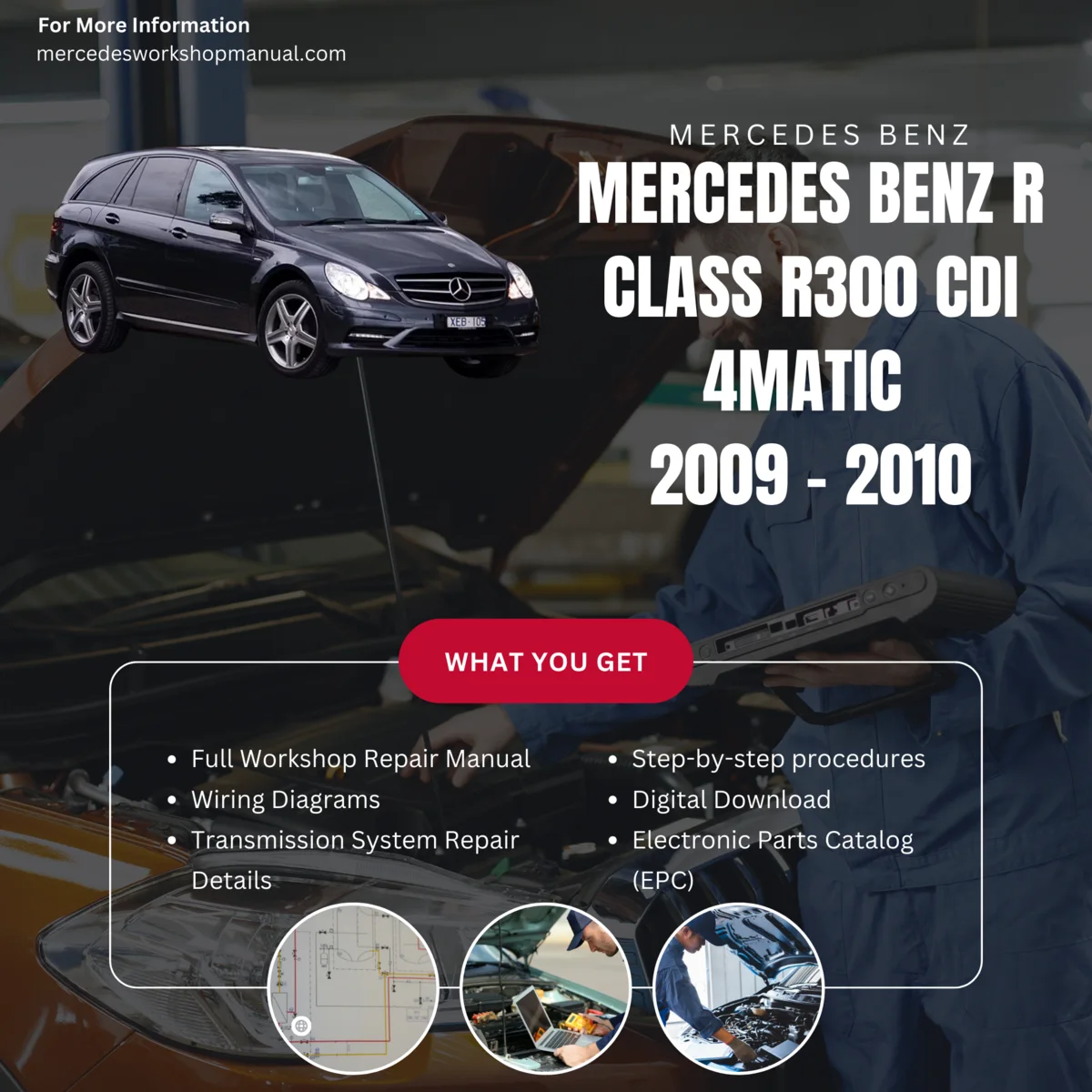 Mercedes-Benz R-Class R300 CDI 4Matic Diesel 2009-2010 Workshop Manual Cover