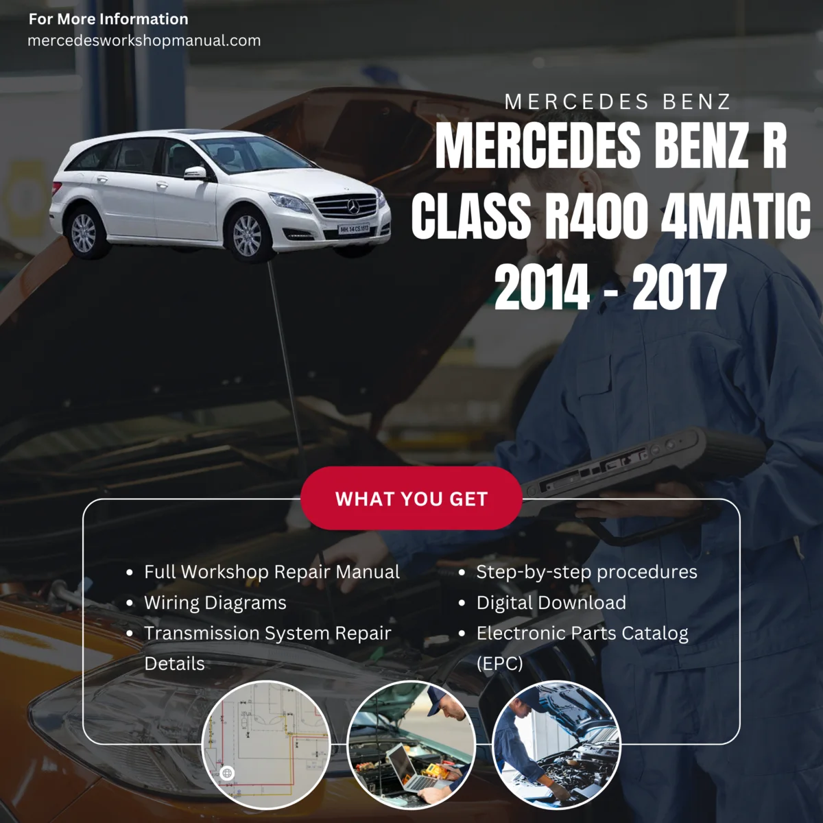 Mercedes-Benz R-Class R400 4Matic 2014-2017 Workshop Manual Cover