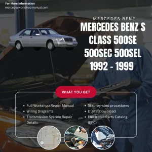 Mercedes-Benz S-Class 500SE 500SEC 500SEL W140 1992-1999 Workshop Manual Cover