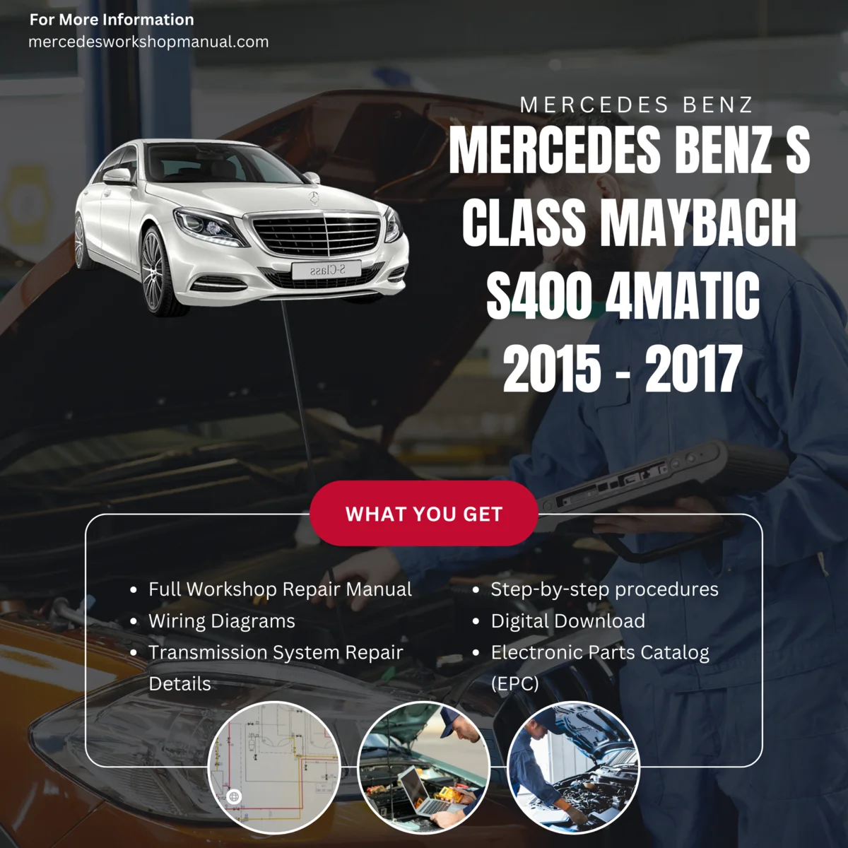 Mercedes-Maybach S-Class S400 4Matic 2015-2017 Workshop Manual Cover
