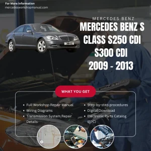 Mercedes-Benz S-Class S250 CDI S300 CDI Diesel 2009-2013 Workshop Manual Cover