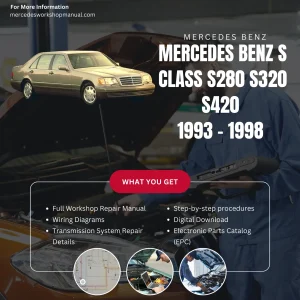 Mercedes-Benz S-Class S280 S320 S420 W140 1993-1998 Workshop Manual Cover