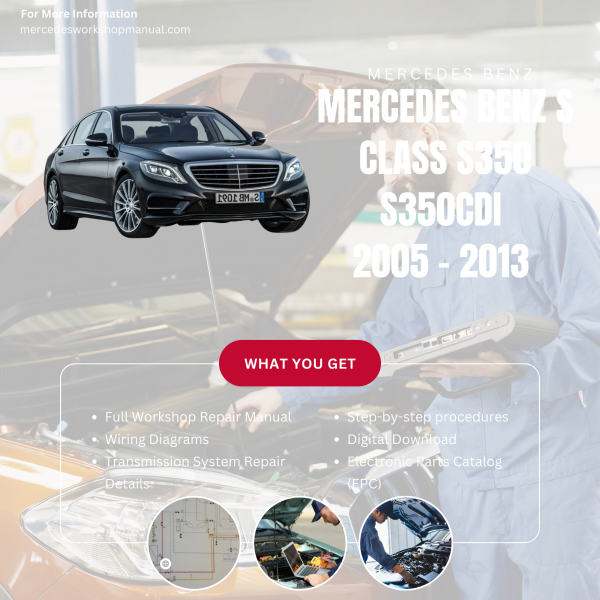 Mercedes Benz S Class S350 S350CDI  Workshop, Service & Repair Manual 2005 - 2013 | Engine, Wiring, Transmission, Maintenance Guide
