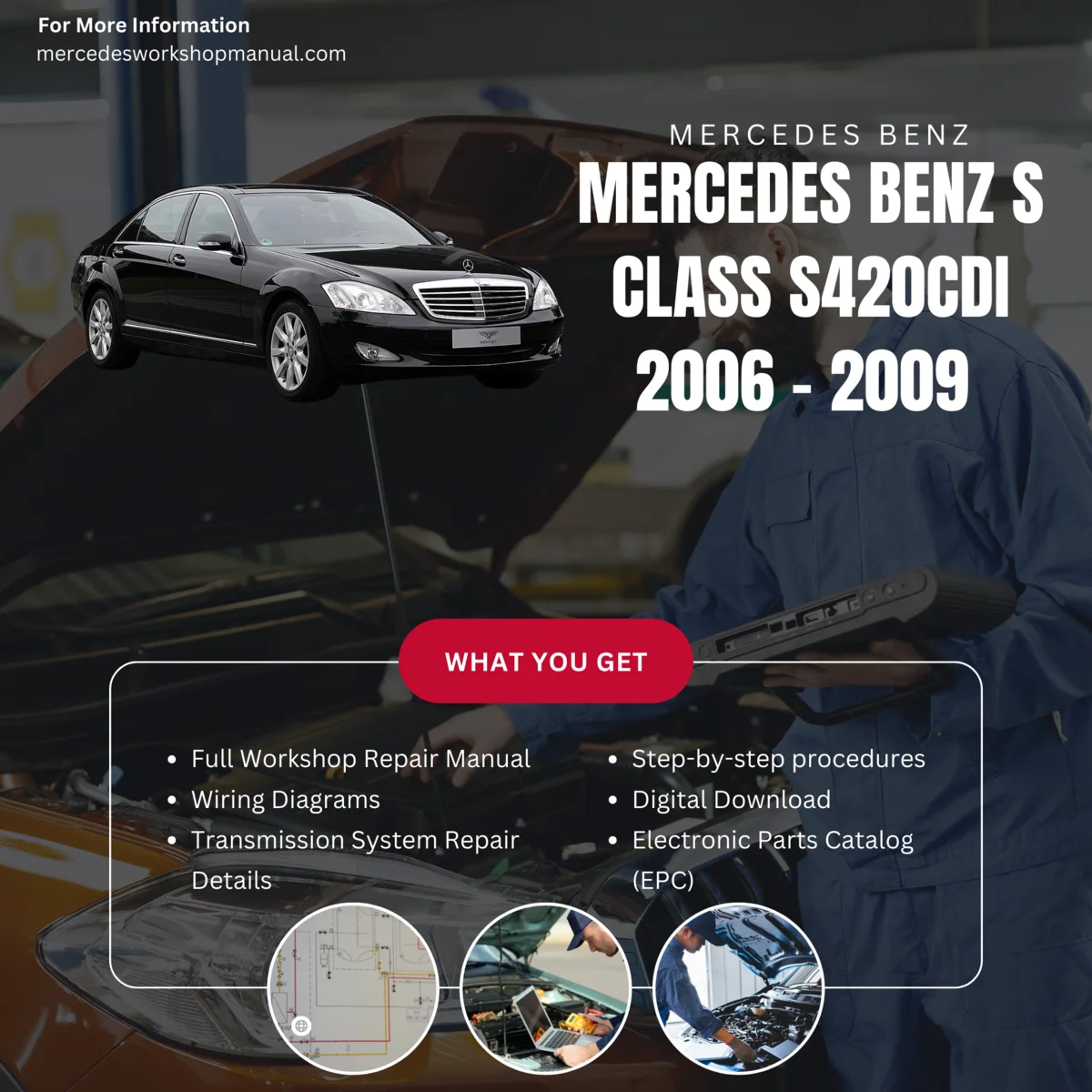 Mercedes-Benz S-Class S420CDI Diesel 2006-2009 Workshop Manual Cover