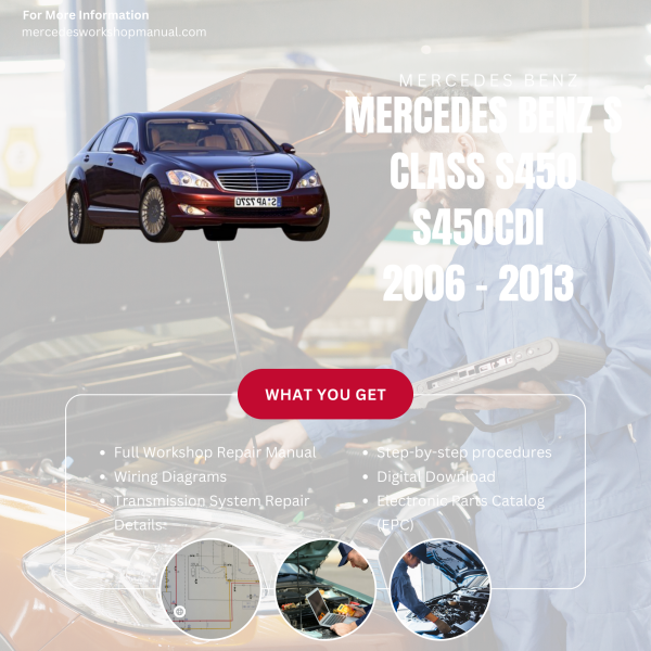 Mercedes Benz S Class S450 S450CDI  Workshop, Service & Repair Manual 2006 - 2013 | Engine, Wiring, Transmission, Maintenance Guide