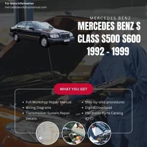 Mercedes-Benz S-Class S500 S600 W140 1992-1999 Workshop Manual Cover
