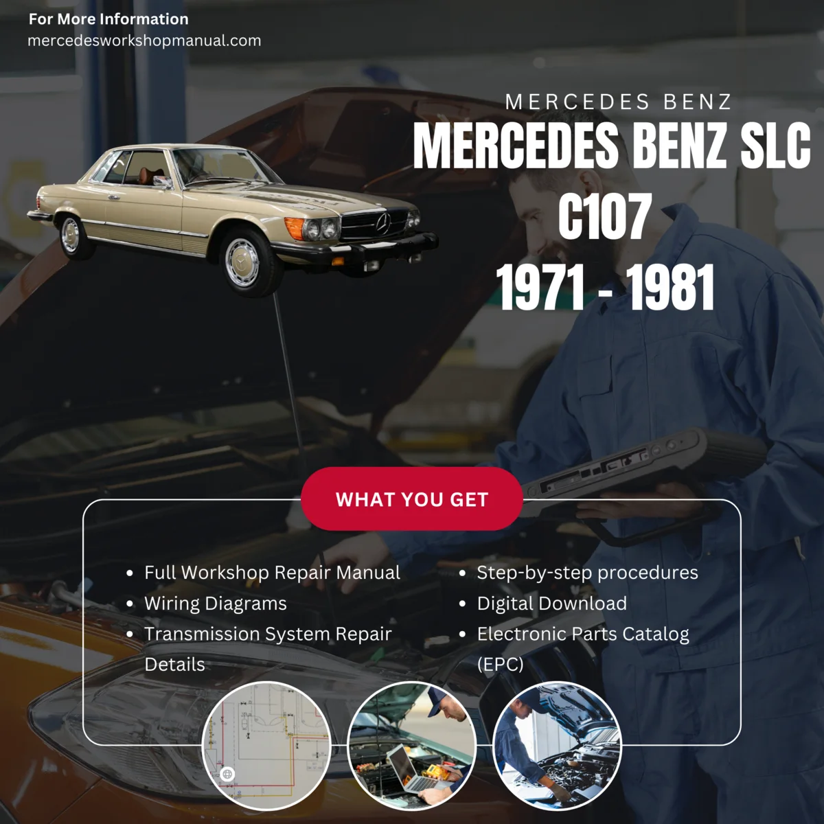 Mercedes-Benz SLC C107 Coupe 1971-1981 Workshop Manual Cover