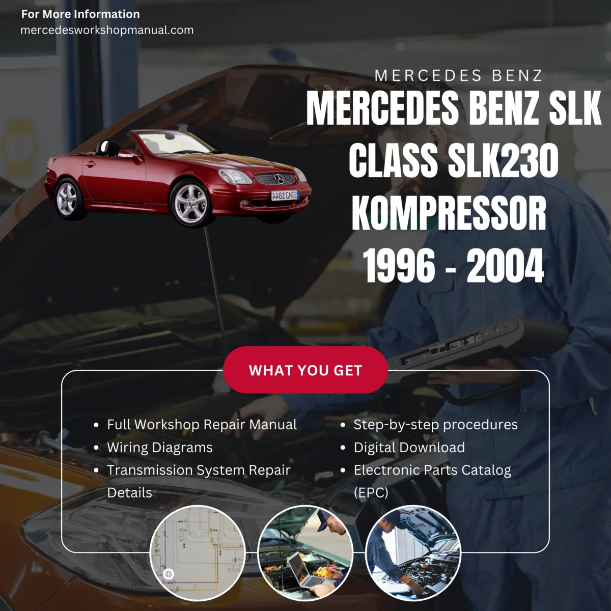 Mercedes-Benz SLK-Class SLK230 Kompressor 1996-2004 Workshop Manual Cover