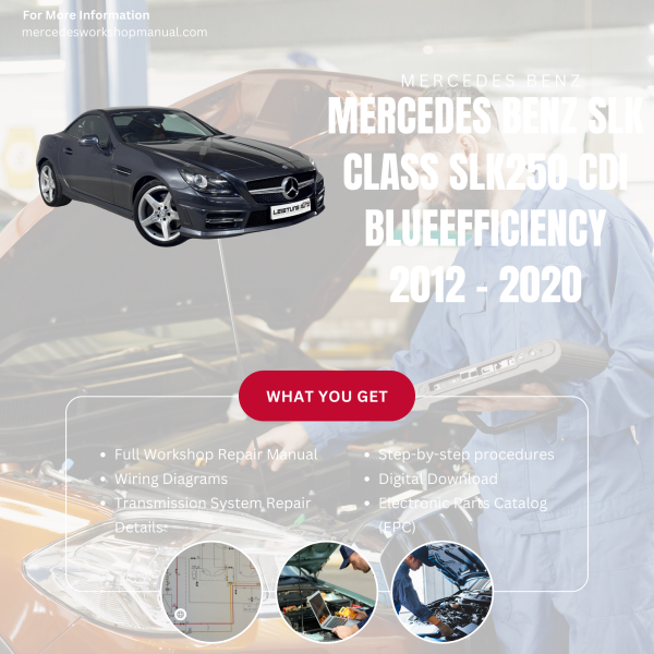 Mercedes Benz SLK Class SLK250 CDI BlueEfficiency  Workshop, Service & Repair Manual 2012 - 2020 | Engine, Wiring, Transmission, Maintenance Guide