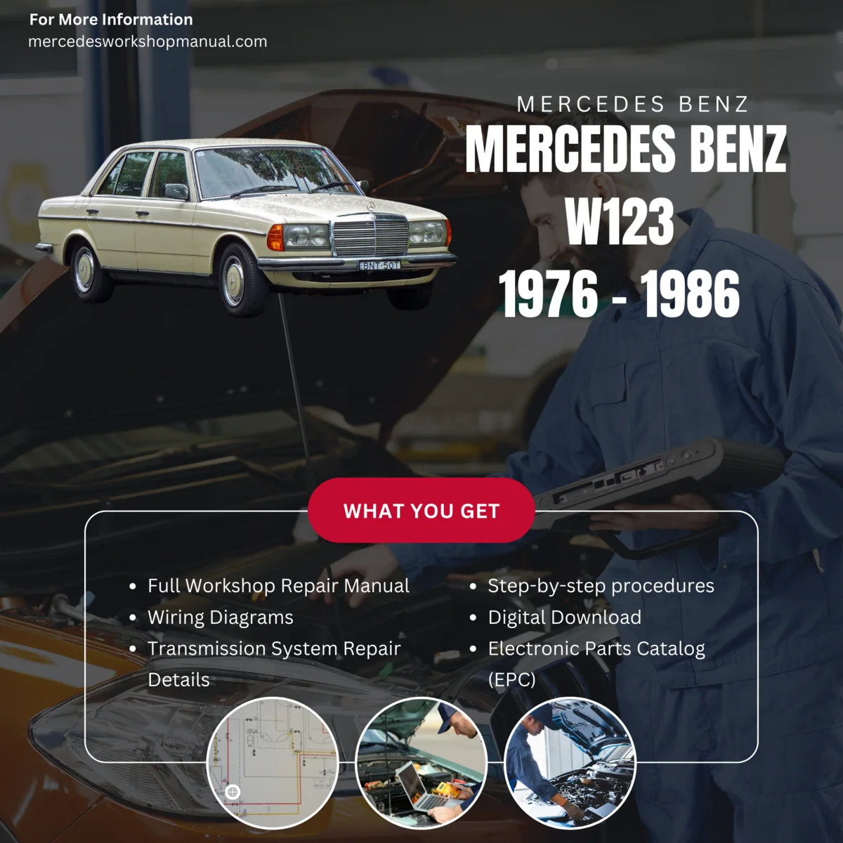 Mercedes-Benz W123 E-Class 1976-1986 Workshop Manual Cover